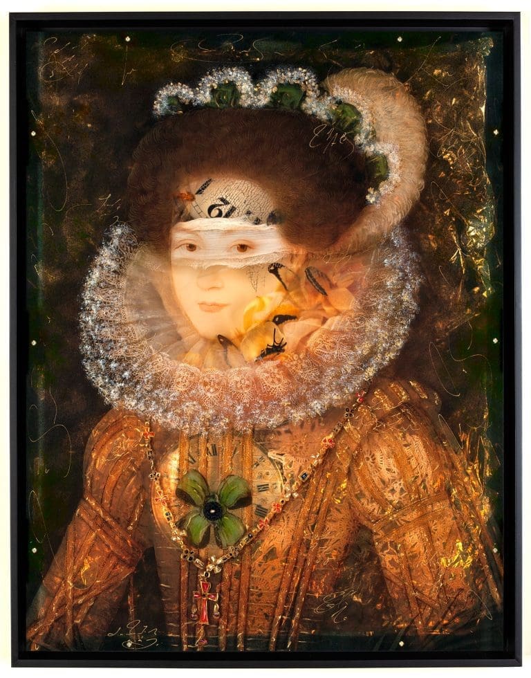 Nature Divine, 26x20 Hand-Embellished with ink and butterflies on metal