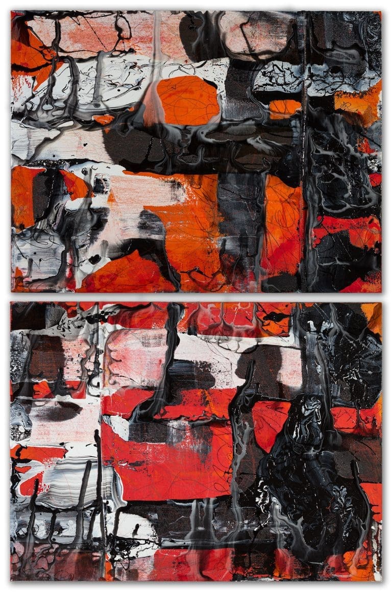 Serendiptych 74 x 48 (diptych) Acrylic and Resin on Canvas
