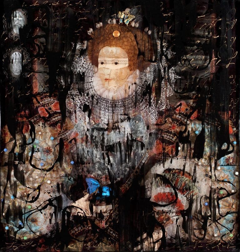 Long Live the Queen 48 x 46 inches Layered Mixed Media