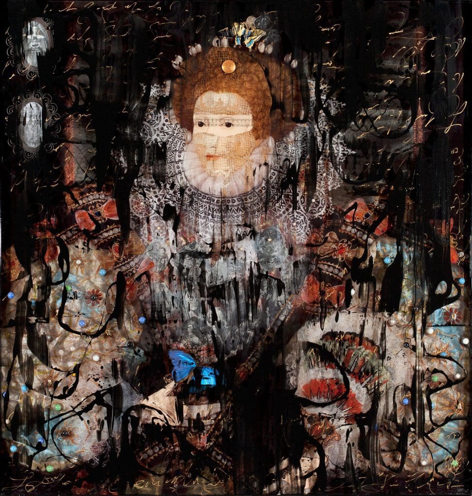 Long Live the Queen 48 x 46 inches Layered Mixed Media