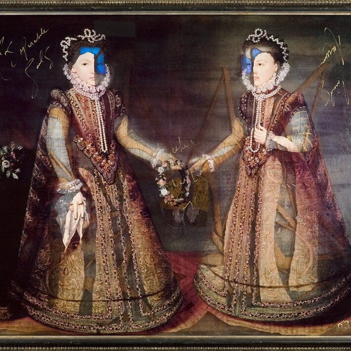Sisters 54 x 61 inches layered mixed media