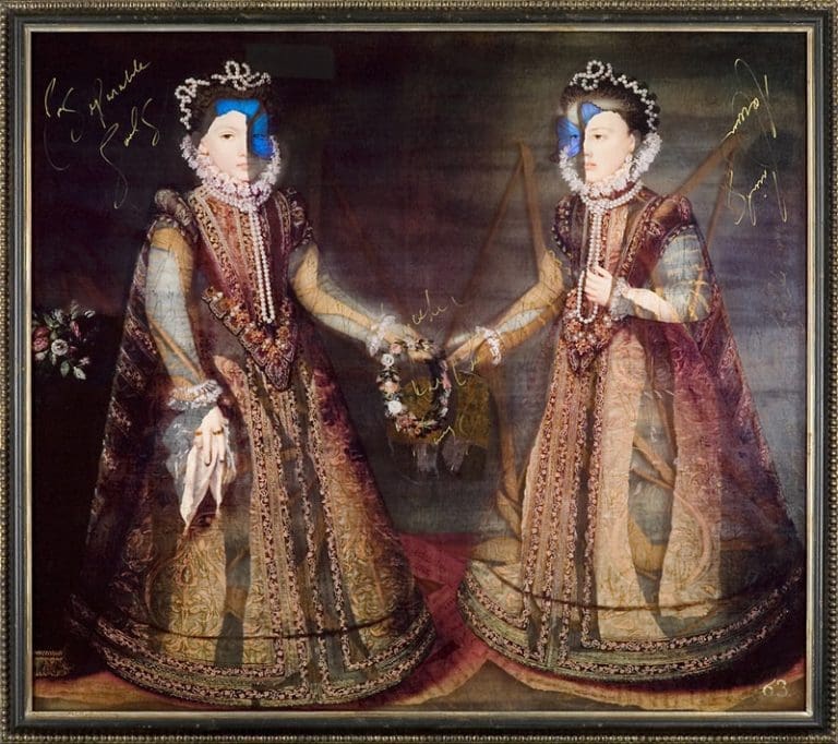 Sisters 54 x 61 inches layered mixed media