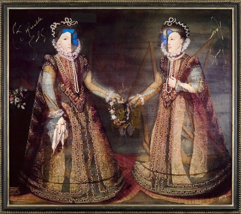 Sisters 54 x 61 inches layered mixed media