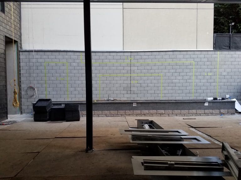 Courtyard of Hyatt before art is designed