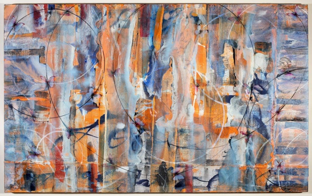 Winds of Time 48x78 Acrylic, Resin and Butterflies on Canvas