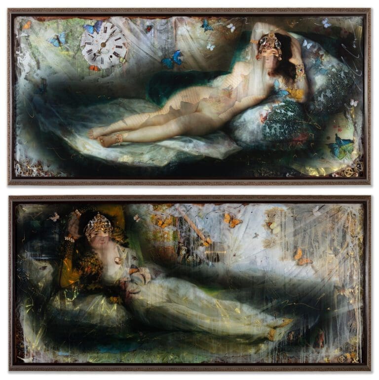 Reflection 80 x 79, Diptych, Layered Mixed Media