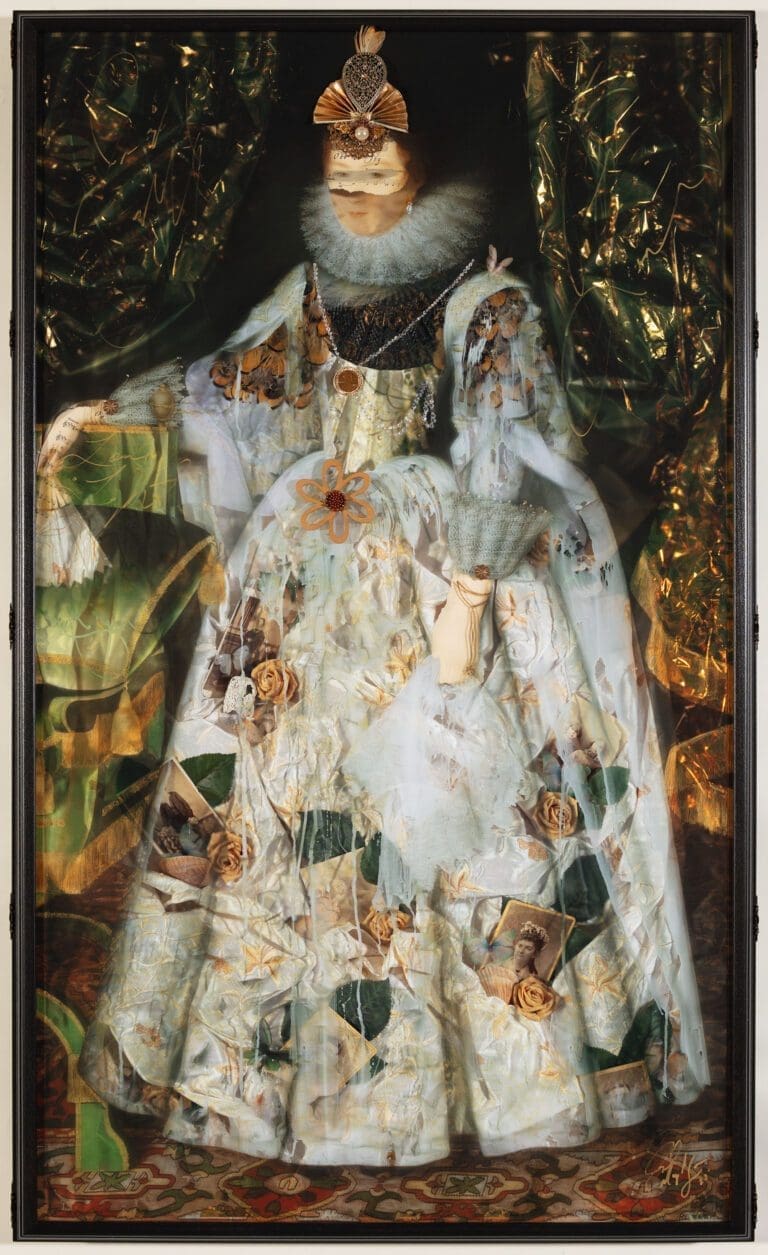 A Penny for your Thoughts 42x26 inches, layered Mixed Media