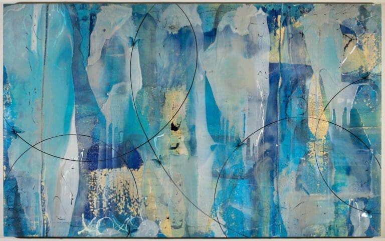 Nature's Reflection 48 x 78, Acrylic, Resin and Butterflies on Canvas