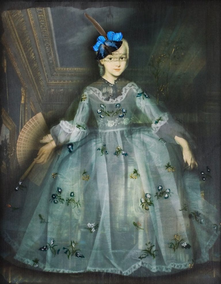 Life's Echo 30 x 26 Hand-Embellished with ink and butterflies on metal