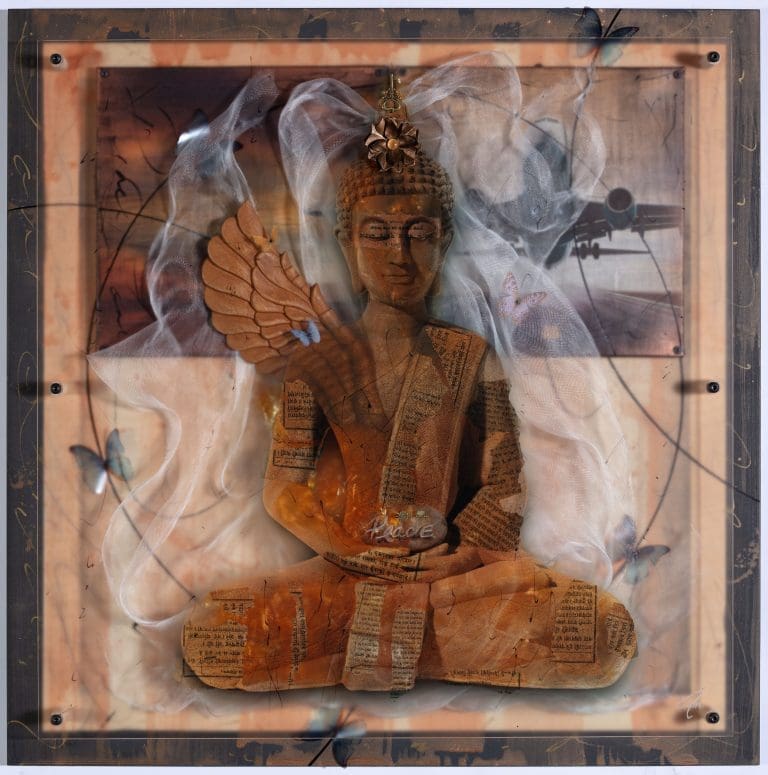 East Meets West 31 x 31 Layered Mixed Media