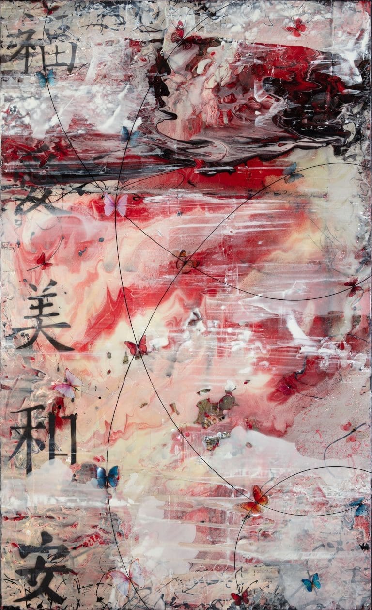 Soul's Journey 78 x 48 Acrylic, Resin and Butterflies on Canvas