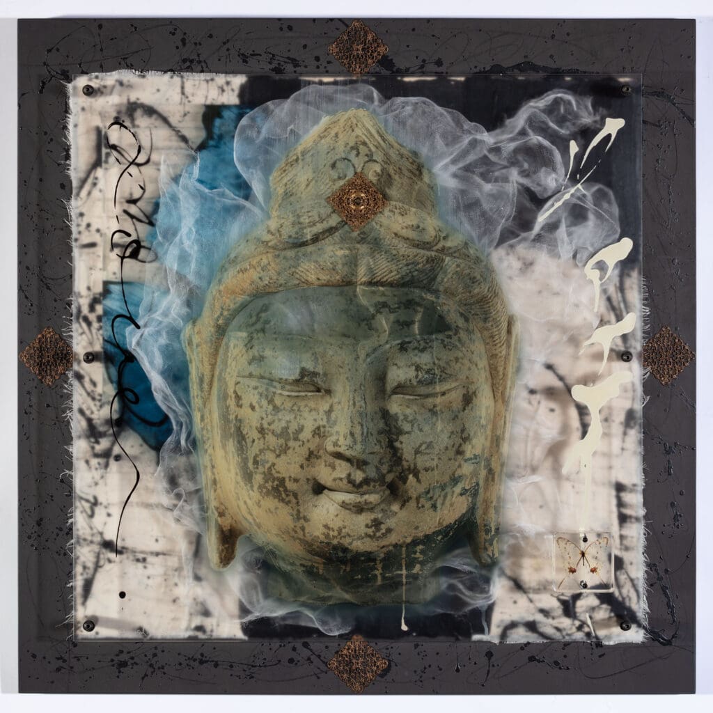 Compassion - Honoring Quan Yin 34x34 Layered Mixed Media