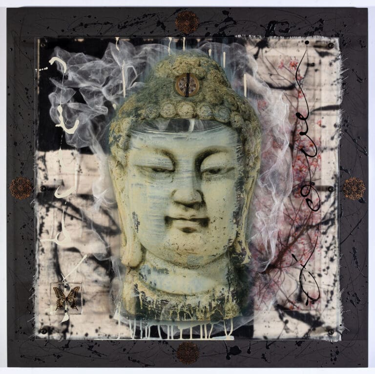 Transcendent - Honoring Buddha 34x34 Layered Mixed Media