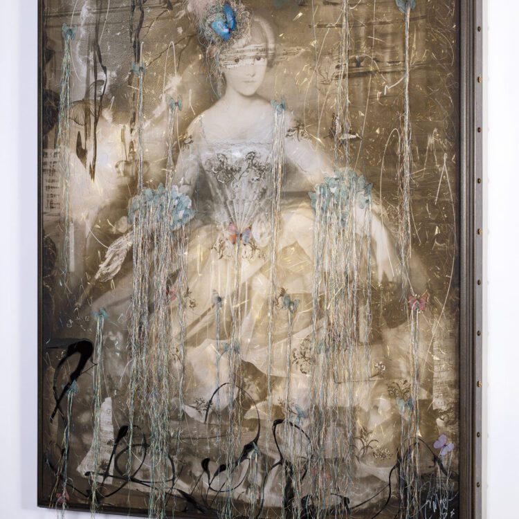Threads of Life 60x41 right angle Layered mixed media